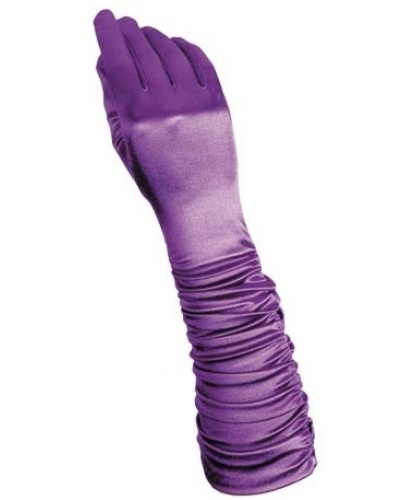 Фиолетовые сатиновые перчатки со сборкой (Италия)