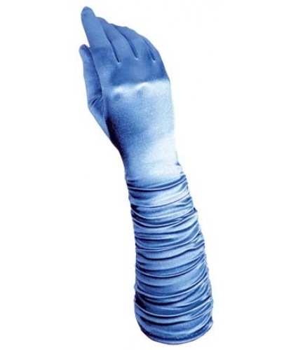 Голубые сатиновые перчатки со сборкой (Италия)