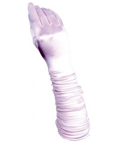 Светло-розовые сатиновые перчатки со сборкой (Италия)