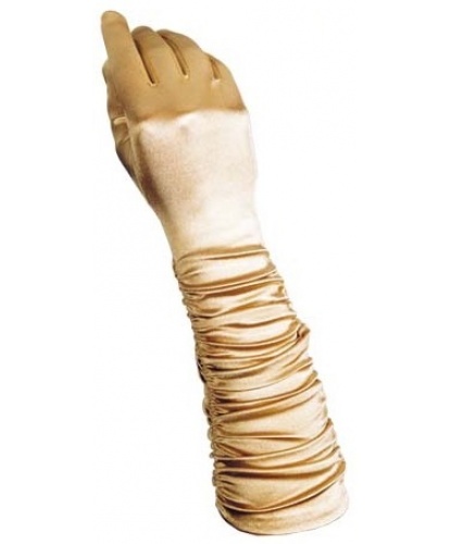 Золотые сатиновые перчатки со сборкой (Италия)