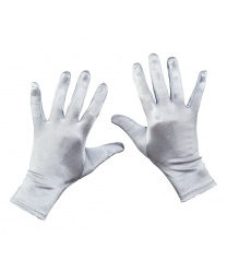 Короткие сатиновые перчатки (серебряные)