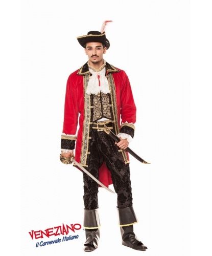 Костюм Капитан пиратов: пиджак, рубашка с жабо, штаны, шляпа, накладки на обувь (Италия)