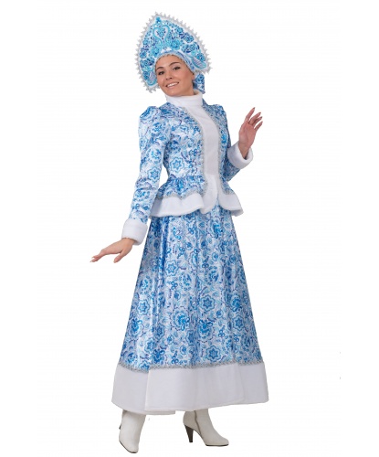 Снегурочка Гжель: кафтан, длинная юбка, кокошник (Россия)