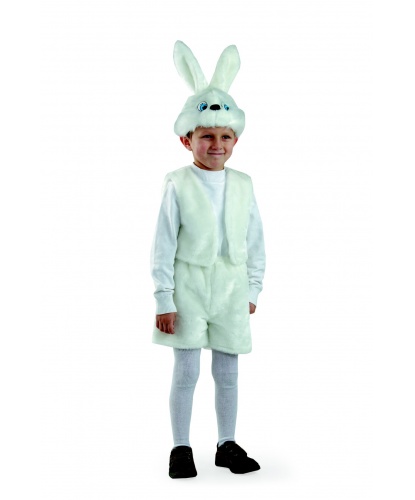 Детский костюм белого зайца: головной убор, жилетка, шорты (Россия)