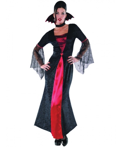 Взрослое длинное платье вампирши: платье, воротник (Германия)