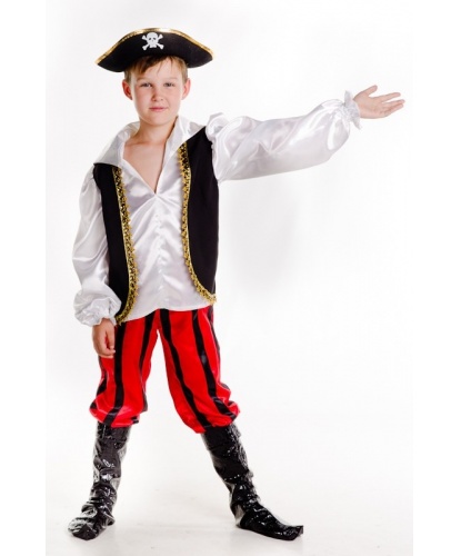 Костюм юного пирата: рубашка, штаны с накладными сапогами, шляпа (Украина)