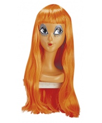 Парик оранжевый с длинными волосами и челкой 