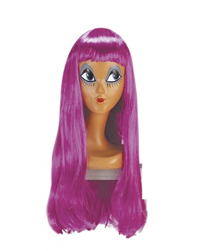 Парик фиолетовый с длинными волосами и челкой : фиолетовый (Италия)