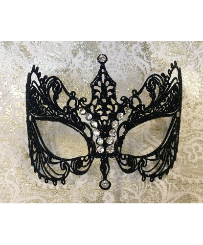 Карнавальная маска EIFEL с черными блесткамм, металл, стразы, блестки (Италия)