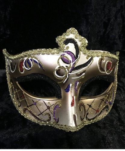 Золотая маска Dolce c черными блестками на веках, пластик, блестки (Италия)