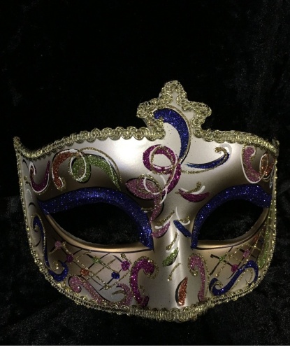 Золотая маска Dolce c синими блестками на веках, пластик, блестки (Италия)