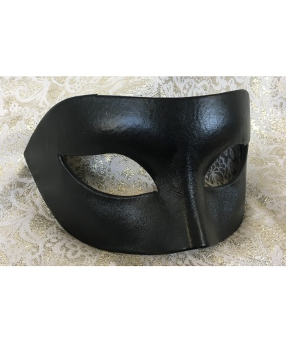 Мужская, карнавальная маска из кожи, черная, кожа, папье-маше (Италия)