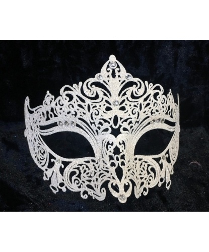 Венецианская белая маска GIGLIETTO с блестками, металл, стразы (Италия)