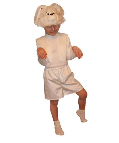 Детский костюм Зайка Белый: головной убор, жилетка, шорты (Россия)