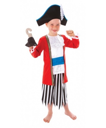 Детский пиратский костюм с крюком: брюки, кофта, шляпа, крюк (Германия)