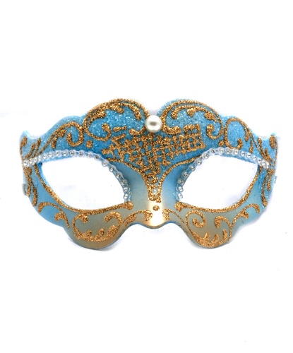 Голубая венецианская маска с золотым узором, папье-маше (Италия)