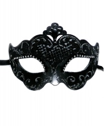 

Черная венецианская маска с блестящим узором