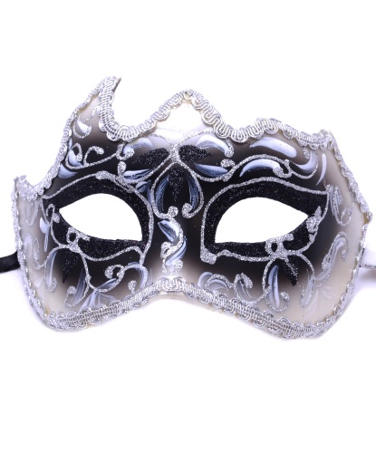 Черная маска с серебряной тесьмой, пластик (Италия)