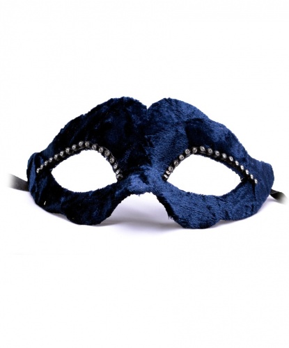 Темно-синяя бархатная маска, ткань, стразы, папье-маше (Италия)