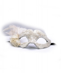 

Белая маска с кружевом и перьями Colombina Fiore