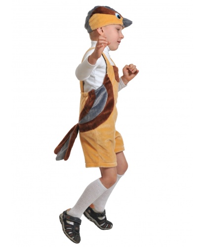 Детский костюм Воробей, плюш: полукомбинезон, шапочка (Россия)