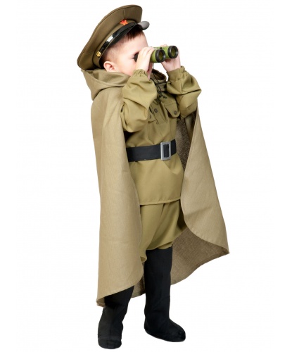 Детский костюм командира: гимнастерка, галифе, плащ-палатка, аксессуары