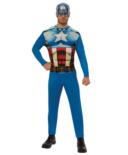 Взрослый костюм Капитан Америка: комбинезон, маска (Германия)
