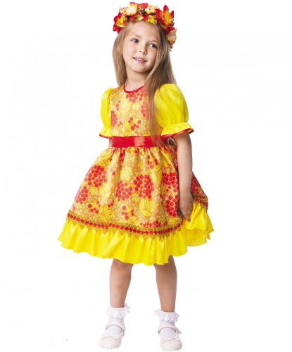 Детский костюм Осень Хохлома: платье, венок на голову (Россия)