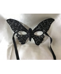 Кружевная маска "Бабочка", черная с блестками