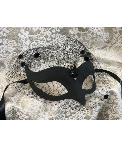 Карнавальная маска volpina с вуалью, стразы, сетка, папье-маше (Италия)