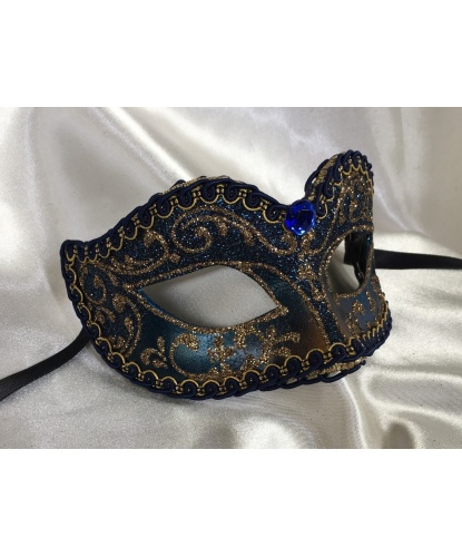 Венецианская маска классической формы, синяя, папье-маше (Италия)