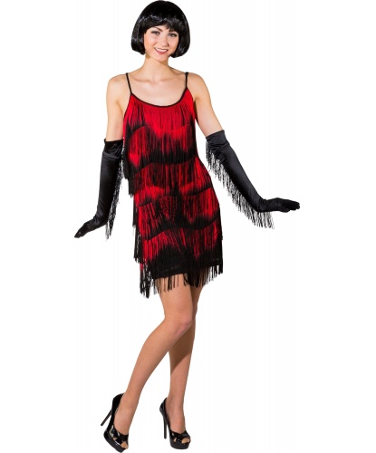 Черно-красное платье с бахромой: платье (Германия)