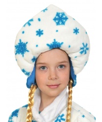 Кокошник с косами, плюш (белый)