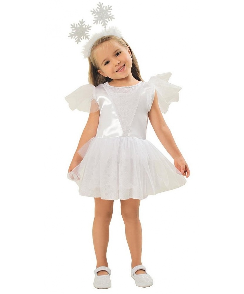 Карнавальный костюм для девочки Батик Снежинка серебряная белый р 122