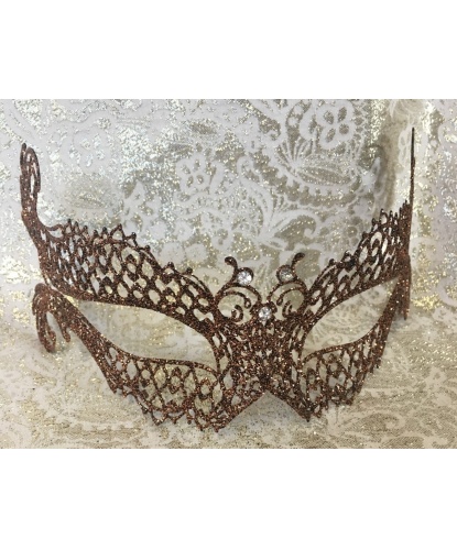 Венецианская бронзовая маска Occhialina, стразы, блестки, металл (Италия)