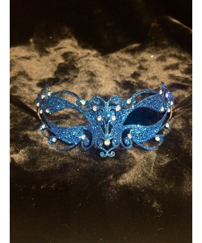 Венецианская голубая маска Ninfea, металл, стразы, блестки (Италия)