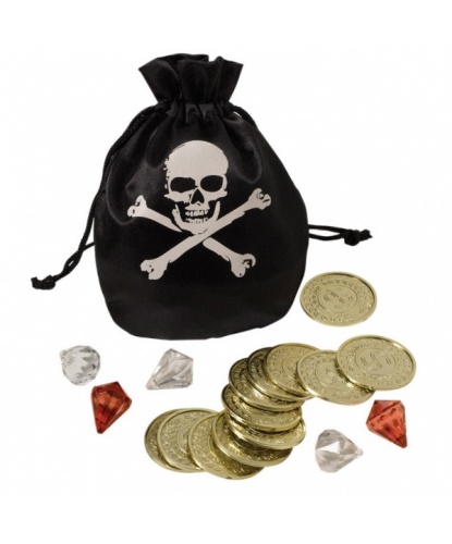Пиратский кошель с монетами и камнями