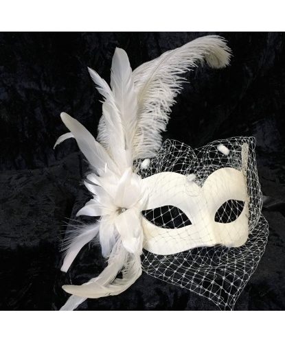 Венецианская маска Veletta bouquet, перья, металл, папье-маше, сетка (Италия)