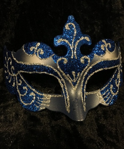 Карнавальная маска с блестками (синяя), блестки, пластик (Италия)