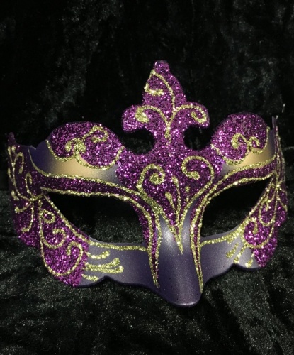 Карнавальная маска с блестками (фиолетовая), пластик, блестки (Италия)