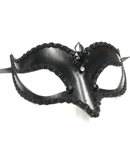 Венецианская маска Volpina, черная, папье-маше, стразы, тесьма (Италия)