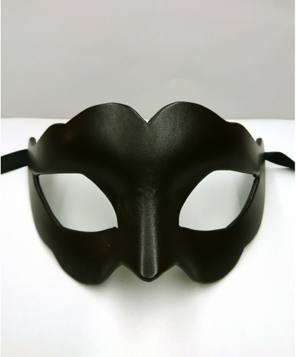 Женская карнавальная маска из кожи, черная,папье-маше, кожа (Италия)