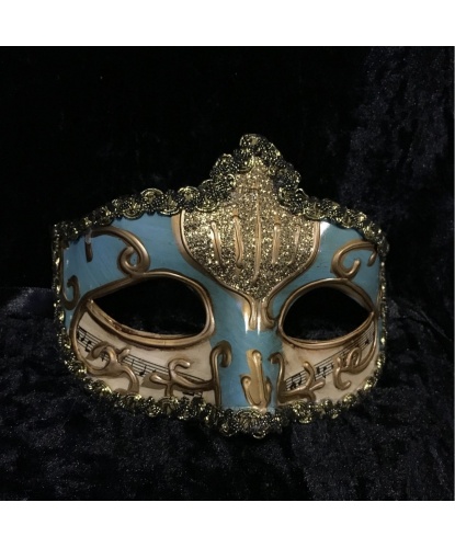 Карнавальная маска Musica (голубая), пластик, тесьма (Италия)