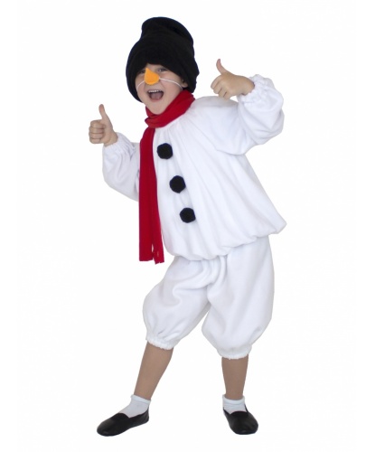 Костюм снеговичка для детей: кофта, бриджи, нос, шляпа, шарф (Россия)