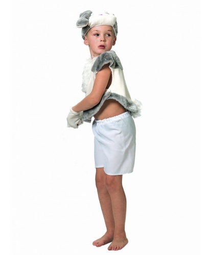 Детский костюм Белый Заяц: шорты, жилет, шапка, перчатки (Россия)