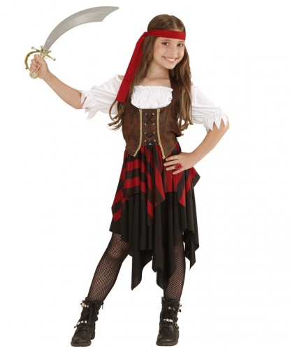 Костюм пиратской девочки: платье, жилетка-топ, повязка на голову (Италия)