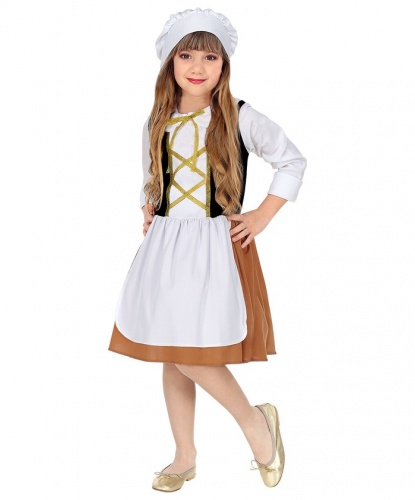 Детский костюм средневековой девочки: платье, головной убор (Италия)