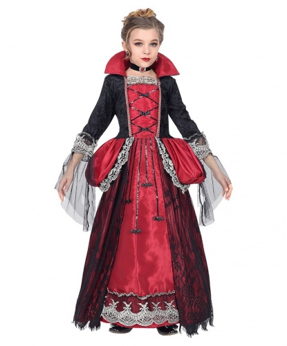Детский костюм викторианской вампирши: платье, чокер (Италия)