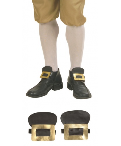 Накладные пряжки с язычком для обуви (золотые), цвет черный, золотой (Италия)