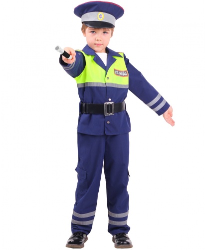 Детский костюм Инспектор ДПС: куртка, брюки, фуражка, ремень (Россия)